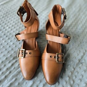 Vintage Foundry Co Kaydence Heel Sandal Brown Leather Sz 9